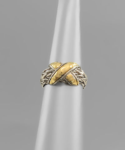 Mixed Metal Criss-Cross Ring