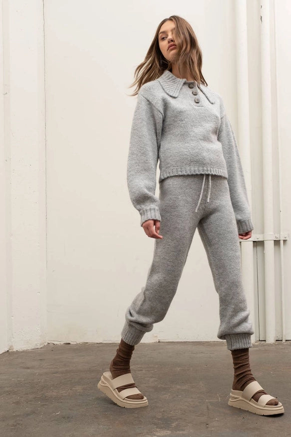 Doll Neck Sweater Set