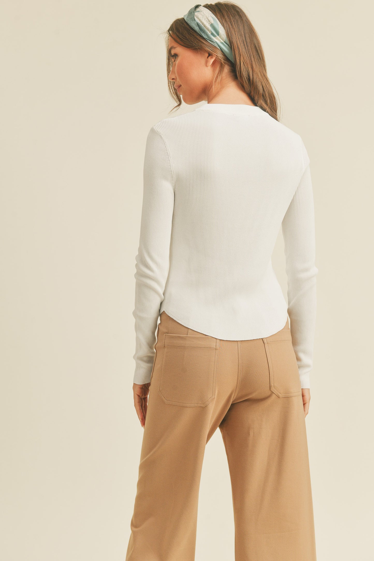 RIBBED LONG SLEEVE TOP