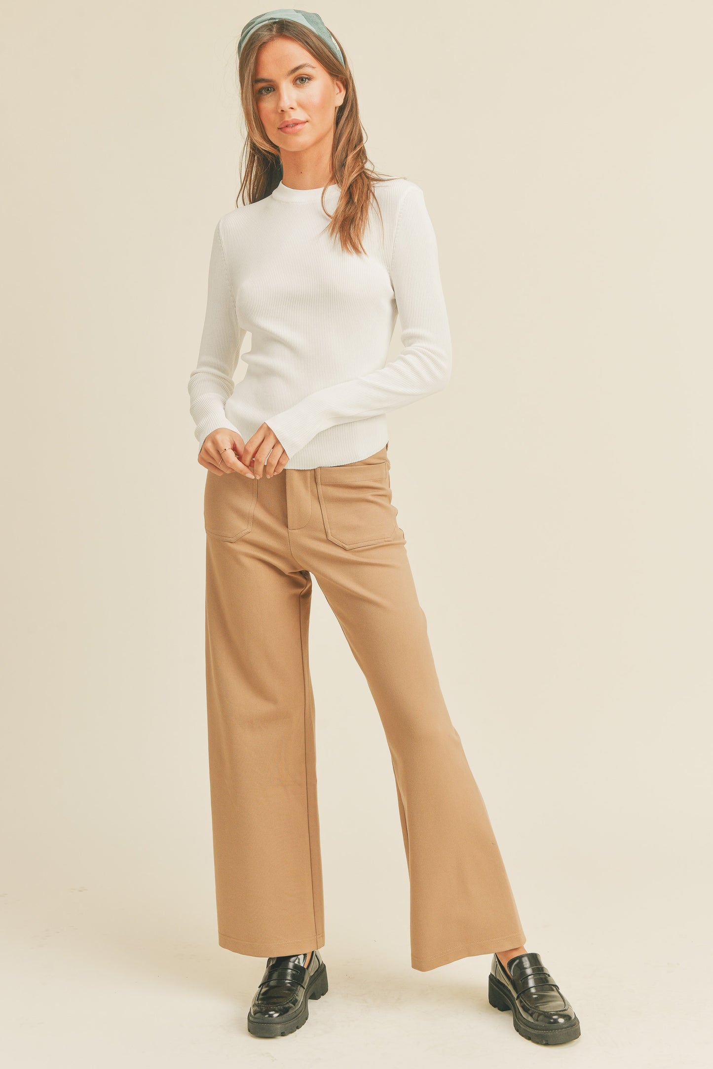 RIBBED LONG SLEEVE TOP