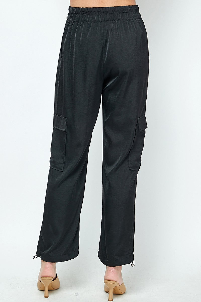 ELASTIC DRAWSTRING SATIN JOGGER PANTS