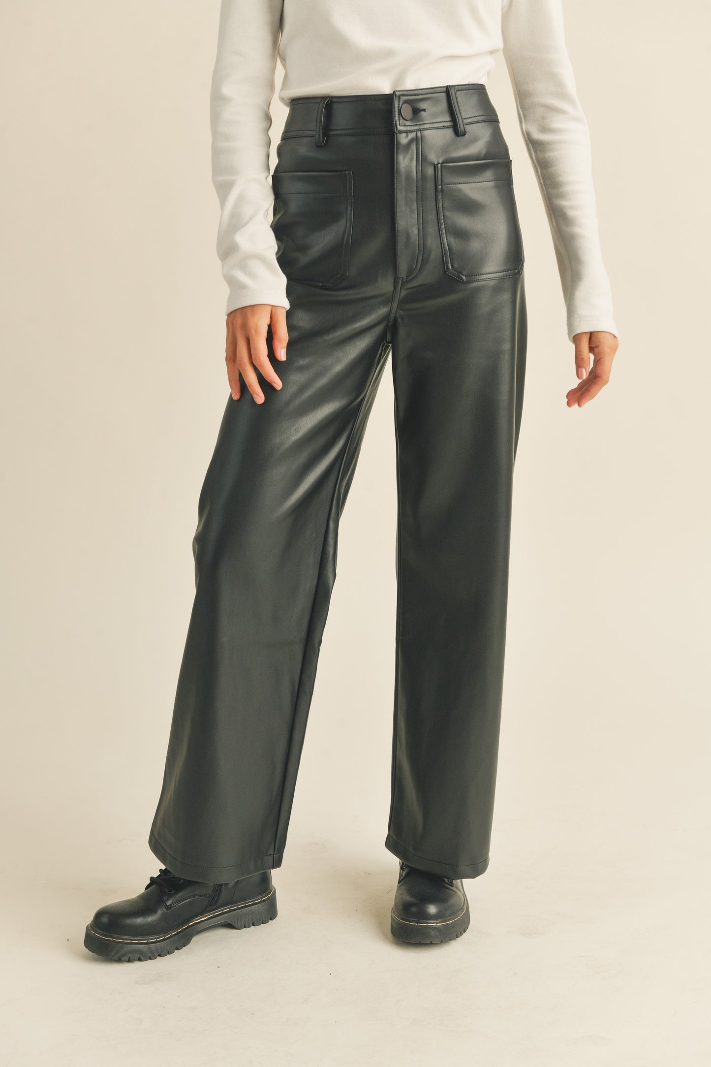 Front Pocket Leather Pants