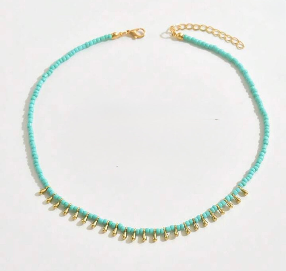 Dainty Turquoise Beaded Necklace