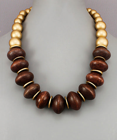 Dark Wood Statement Necklace