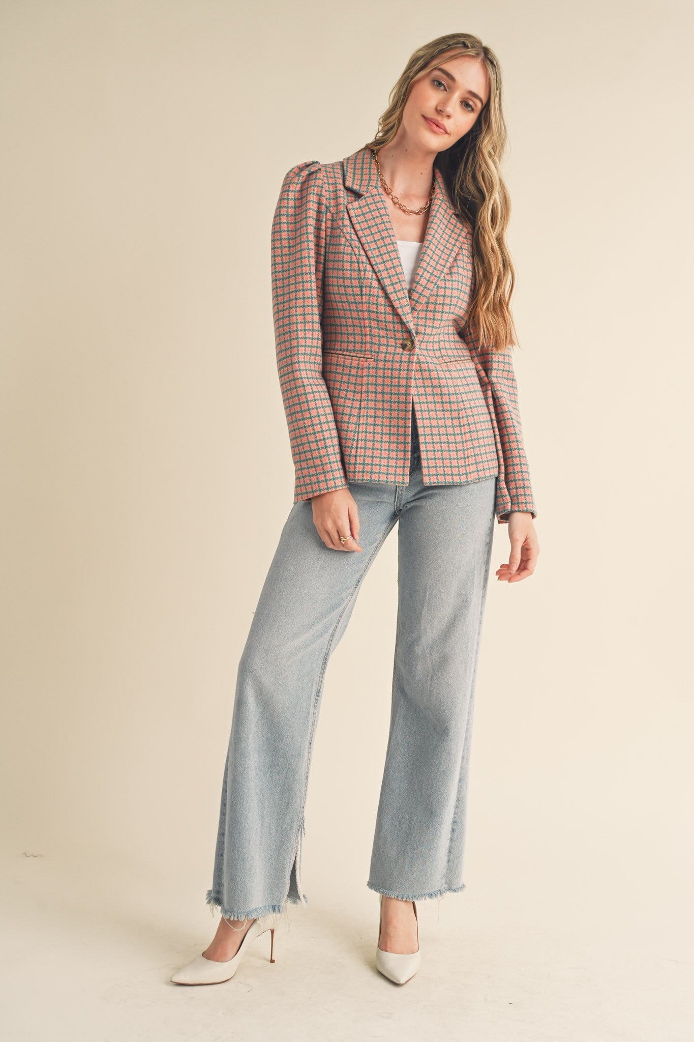 Girly Houndstooth Blazer