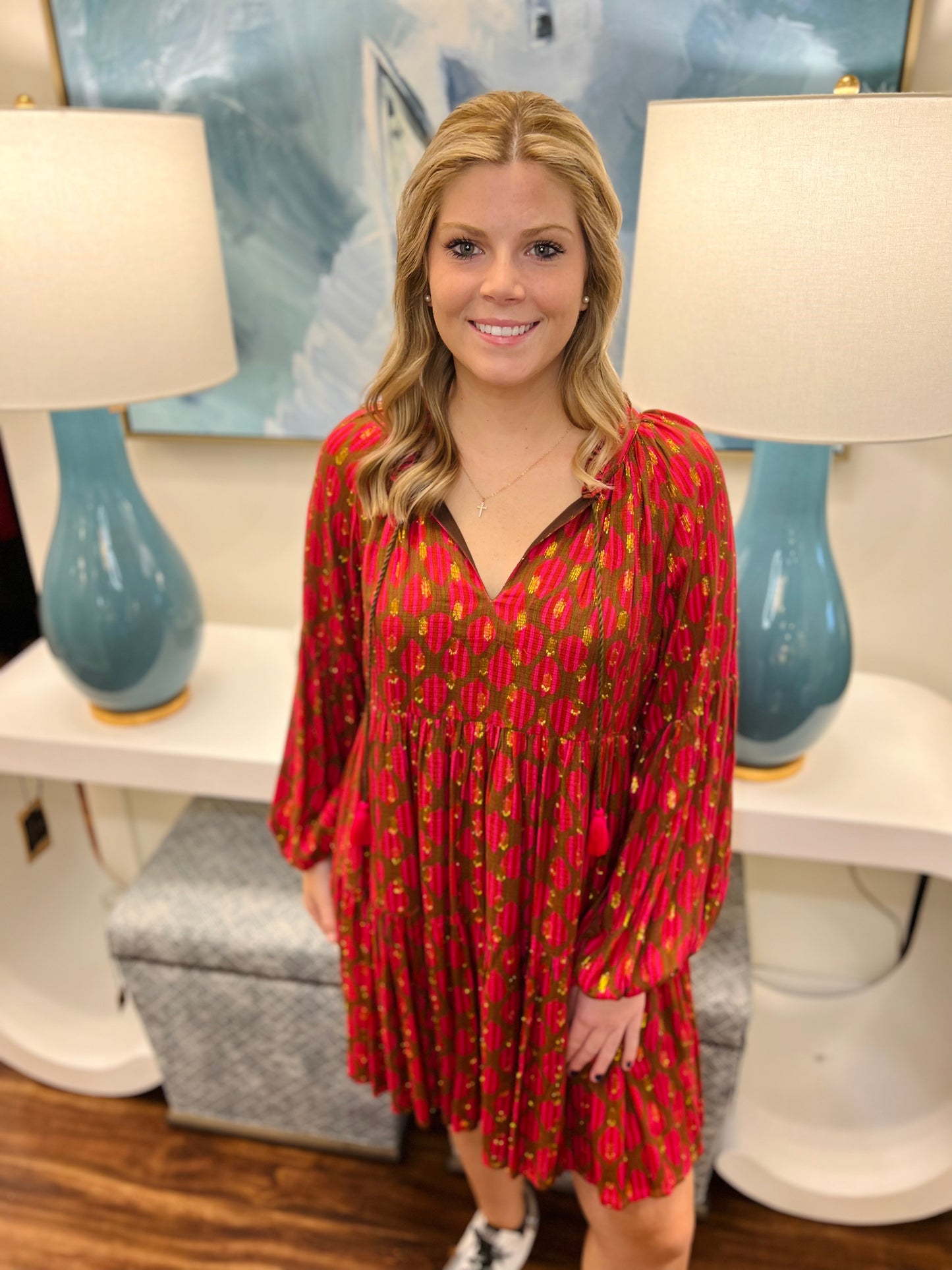 Balloon Sleeve Mini Dress