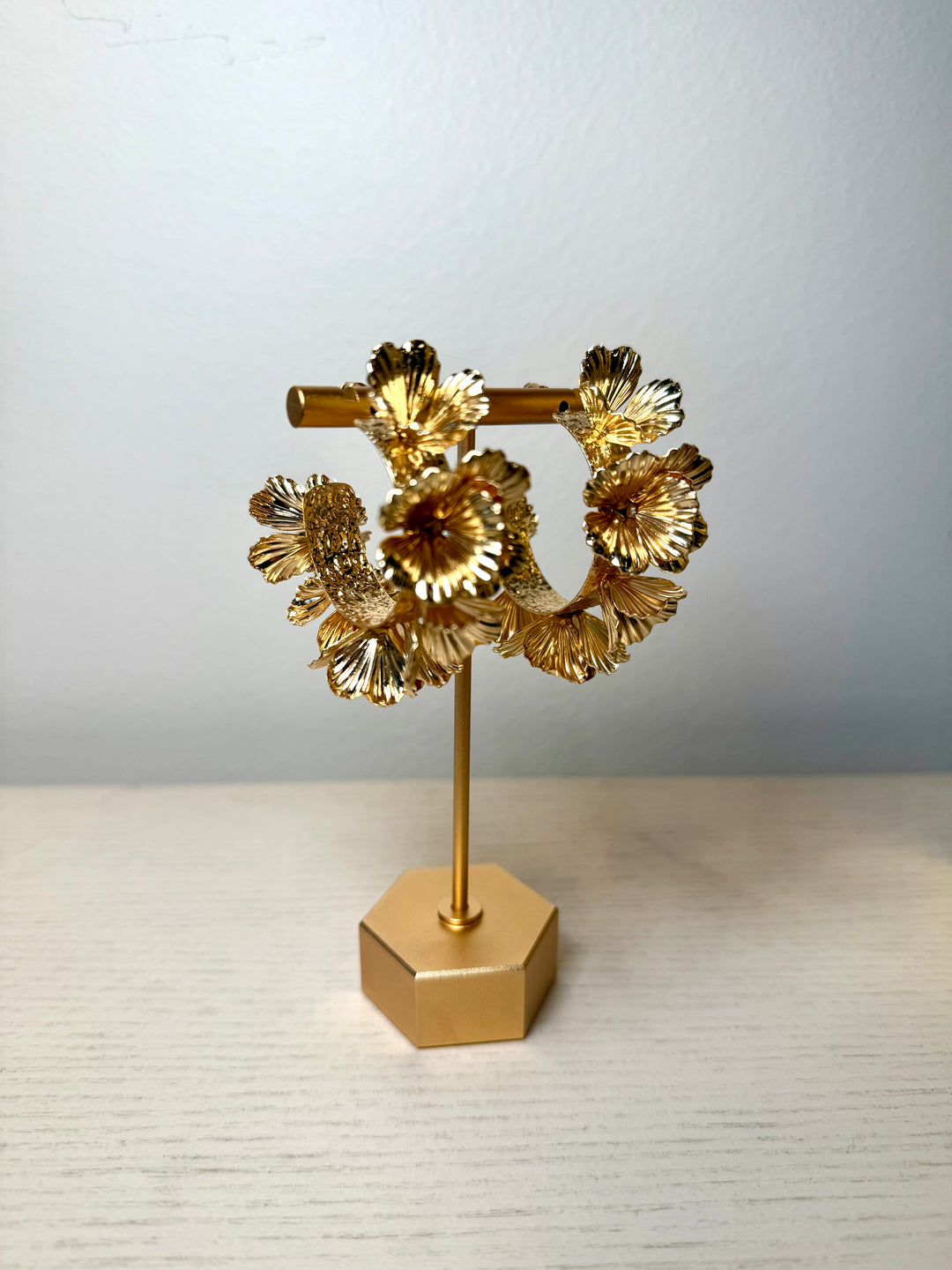 Gold Flower Hoops