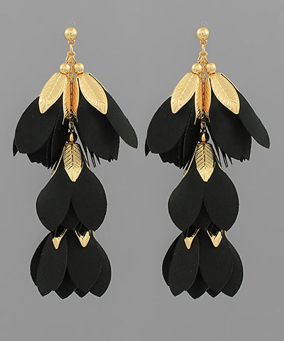 Texture Flower Tassel Drop Earrings