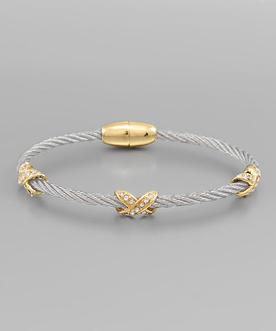 CABLE & CRISS CROSS CRYSTAL BRACELET