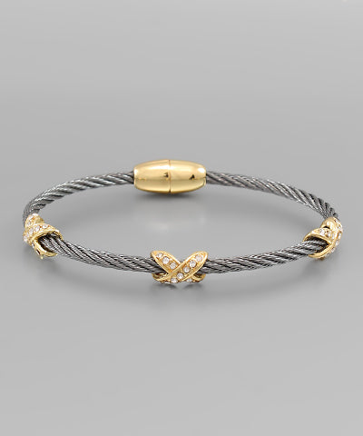 CABLE & CRISS CROSS CRYSTAL BRACELET