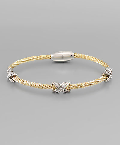 CABLE & CRISS CROSS CRYSTAL BRACELET