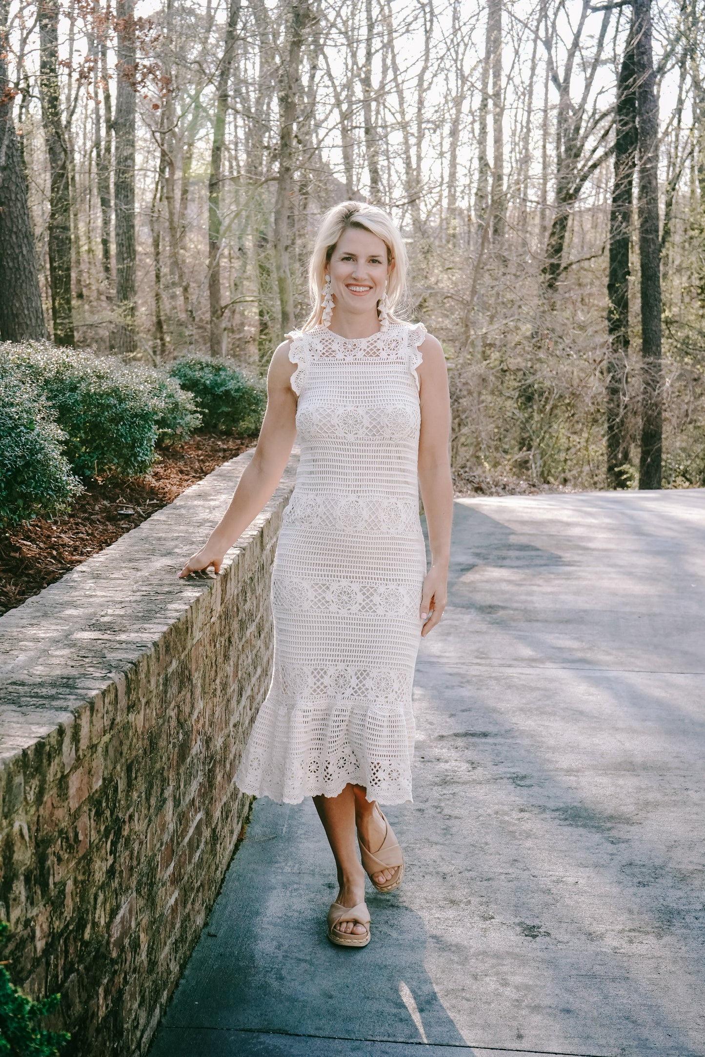 CROCHET MIDI DRESS BEIGE