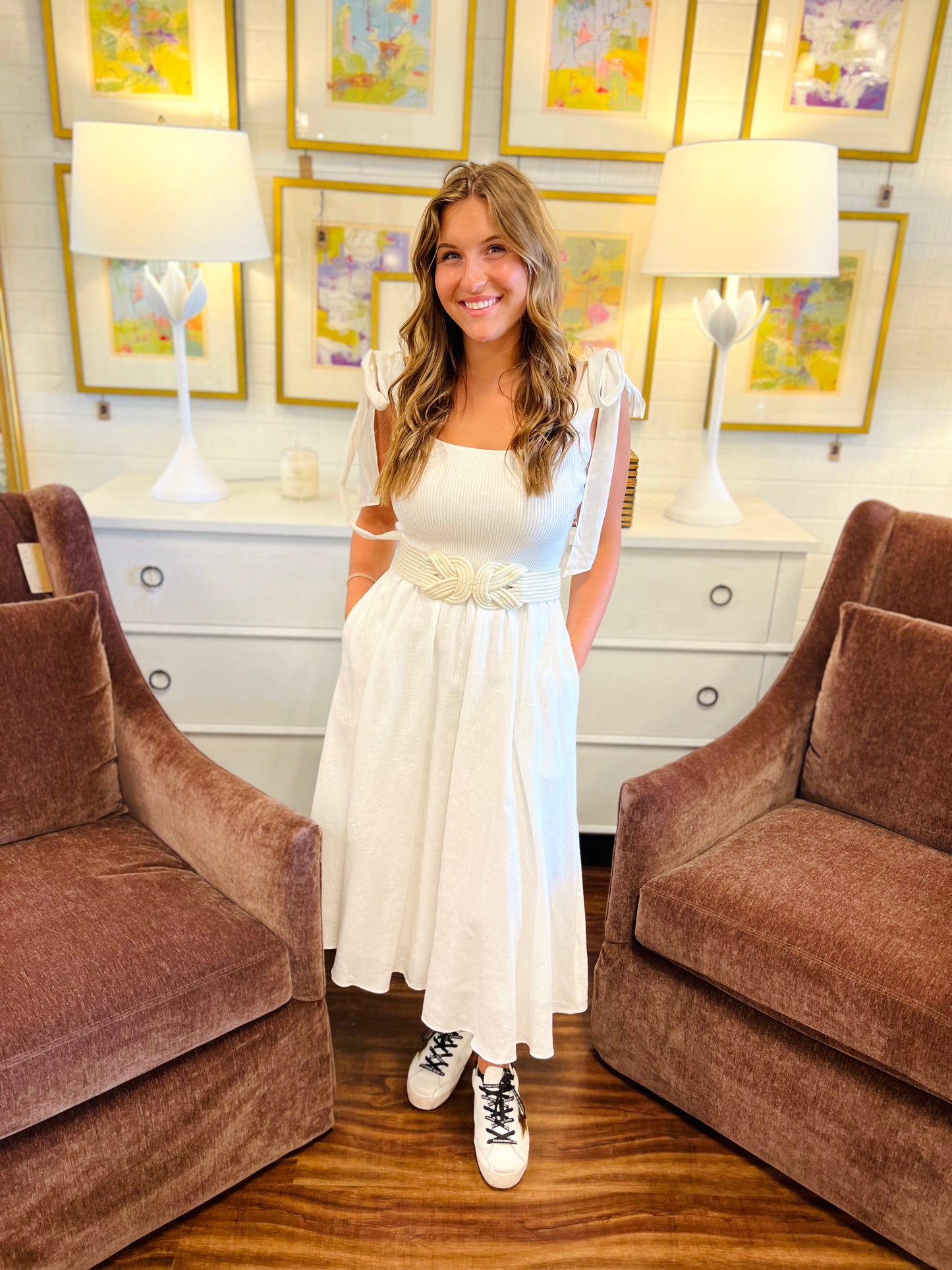 BRIELA TIE TANK DRESS WHITE