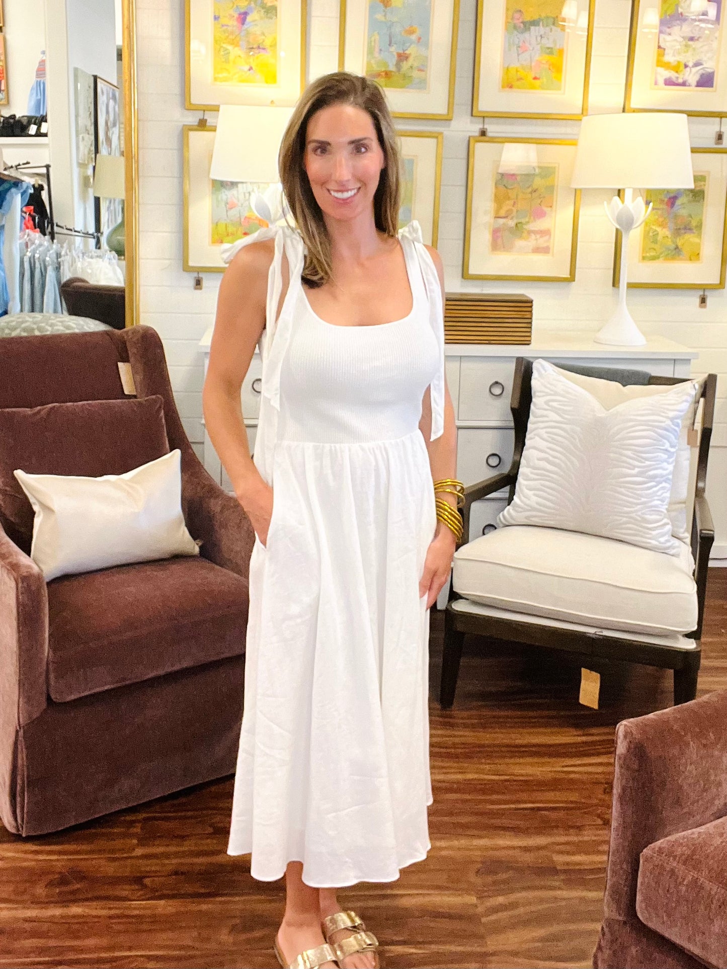BRIELA TIE TANK DRESS WHITE