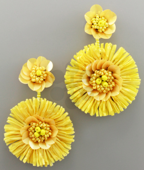 RAFFIA FLOWER EARRINGS