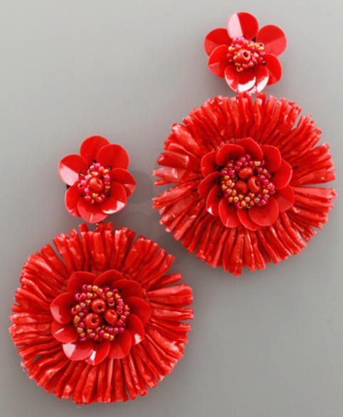 RAFFIA FLOWER EARRINGS