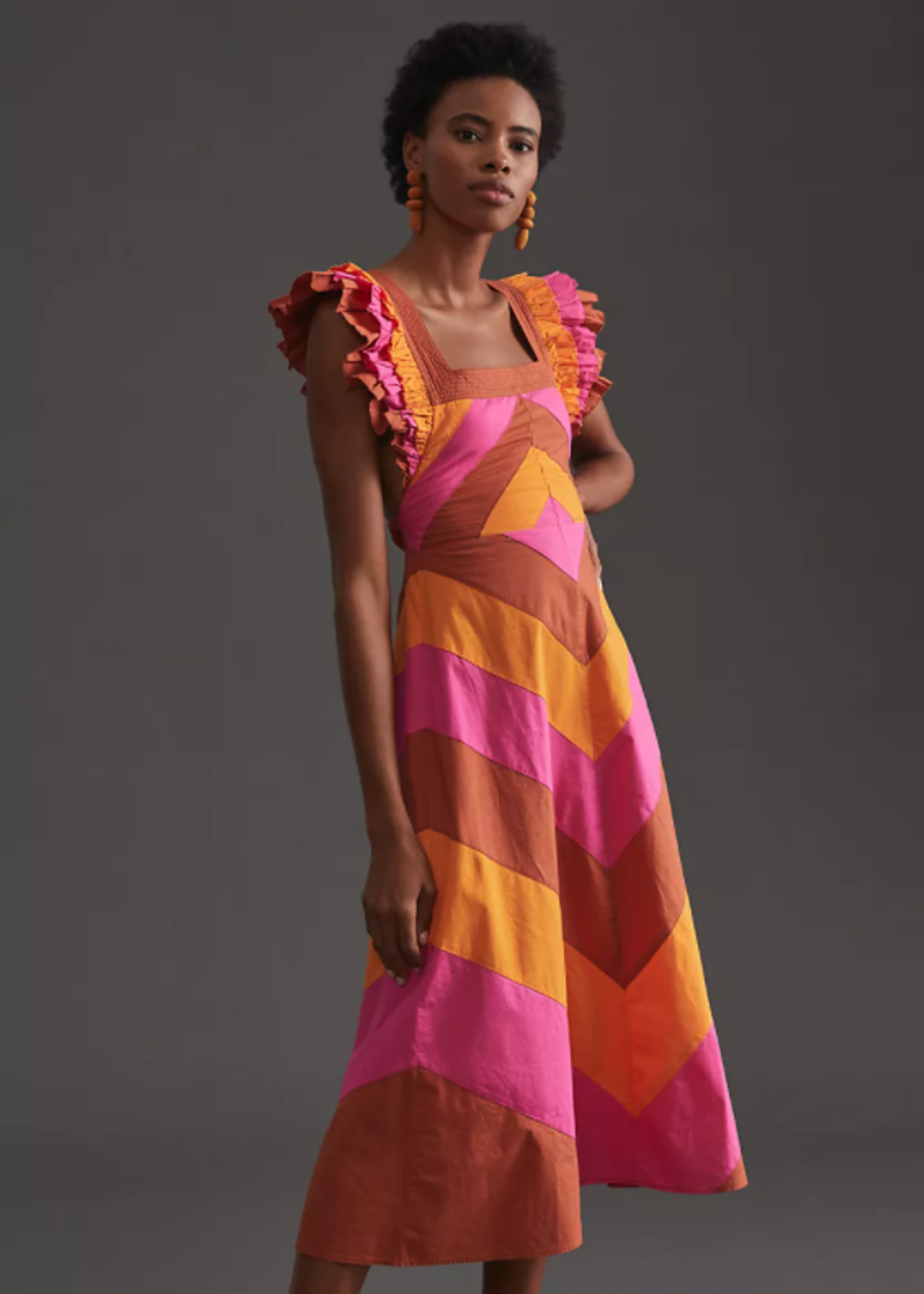 BACKLESS MIDI DRESS COLORBLOCK