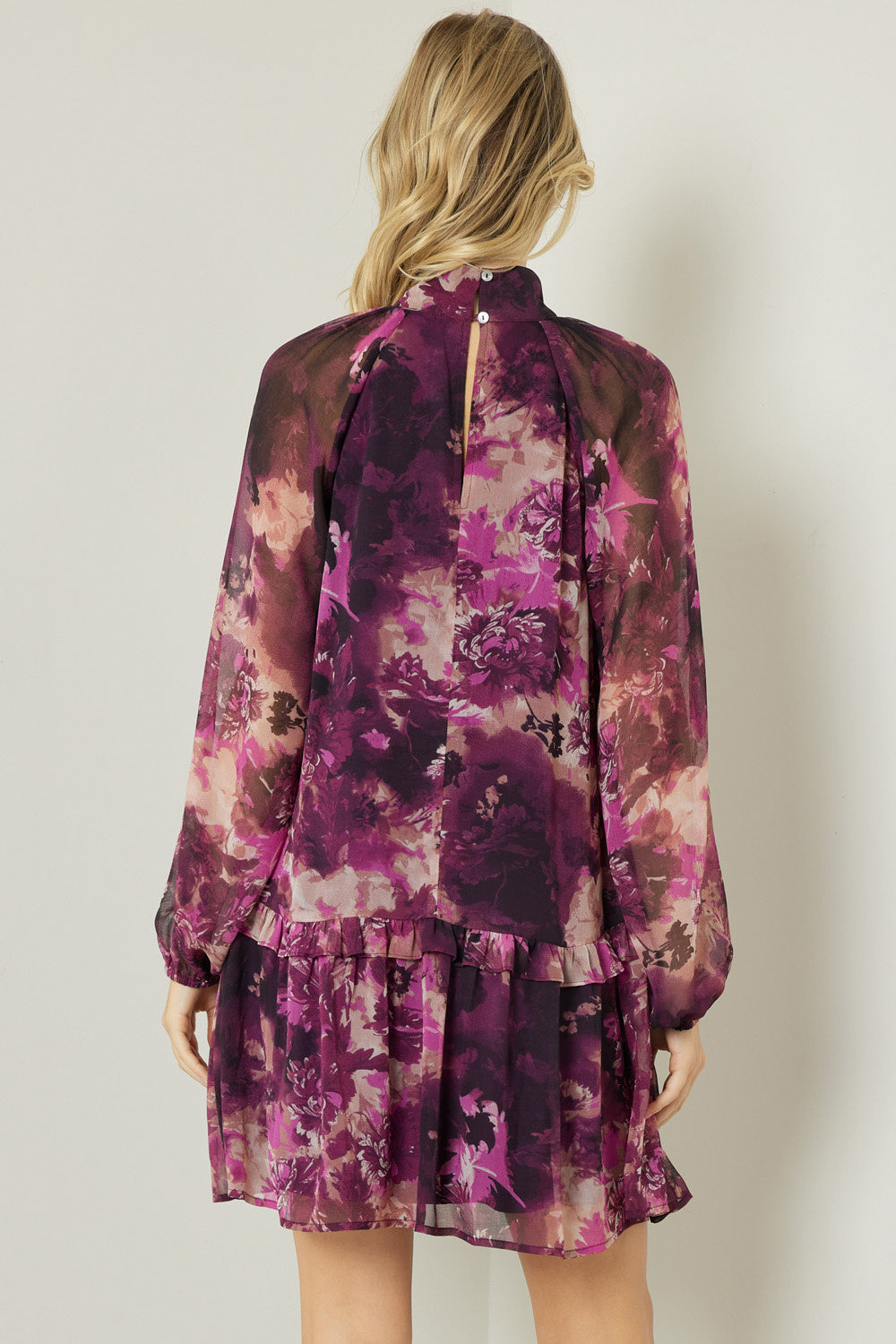 FALL FLORAL MINI DRESS ORCHID