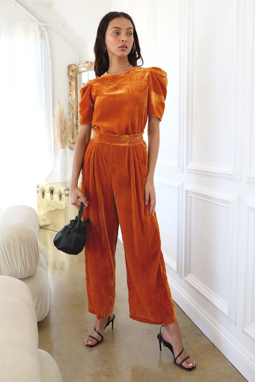 Ariel Wide Leg Velvet Pant