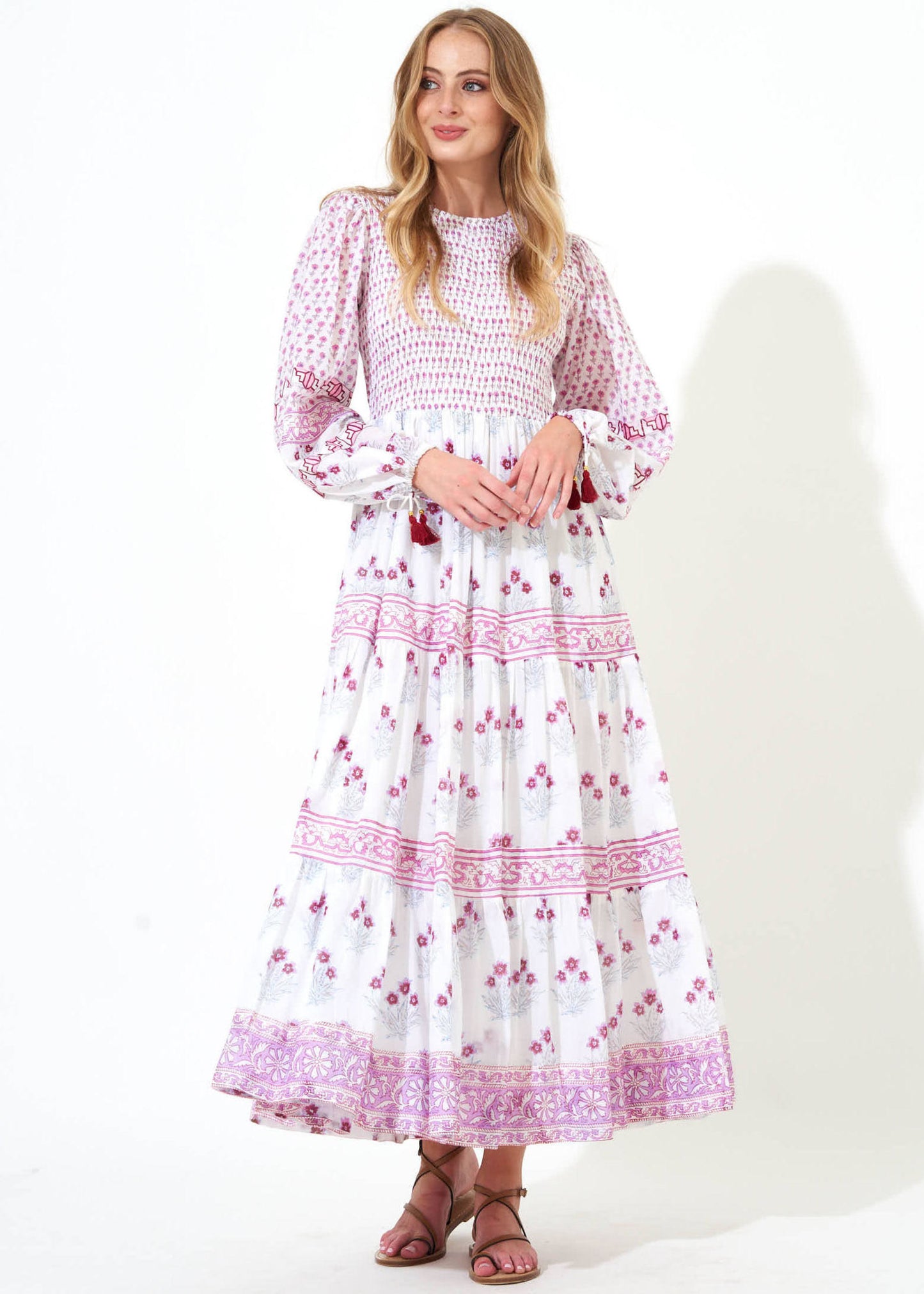 INDICA LONG SLEEVE MAXI DRESS PINK