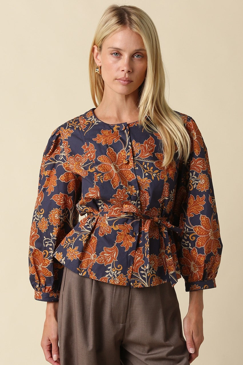 Alessa Top in Dk Navy Rust - front