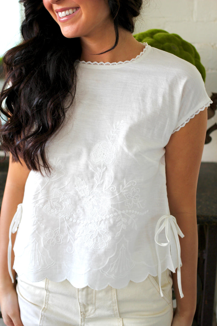 Eyelet Tie Summer Top