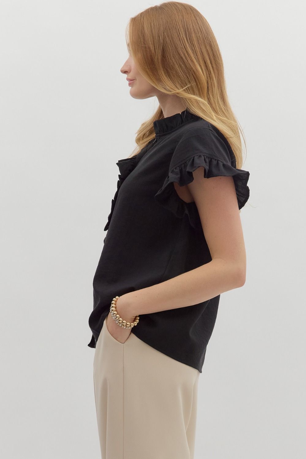 Ruffle Button Down Top