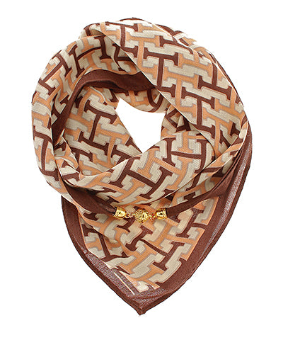 Metal Magnet Alphabet Print Scarf Necklace