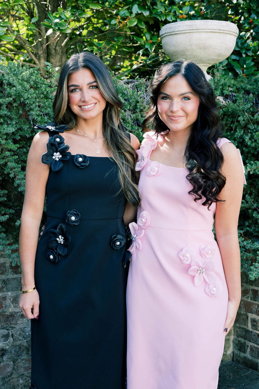 Hand-Studded Floral Appliqué Dress