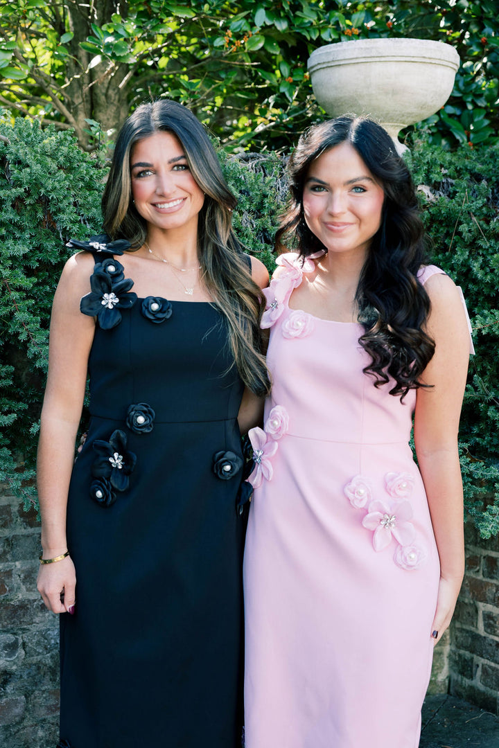 Hand-Studded Floral Appliqué Dress