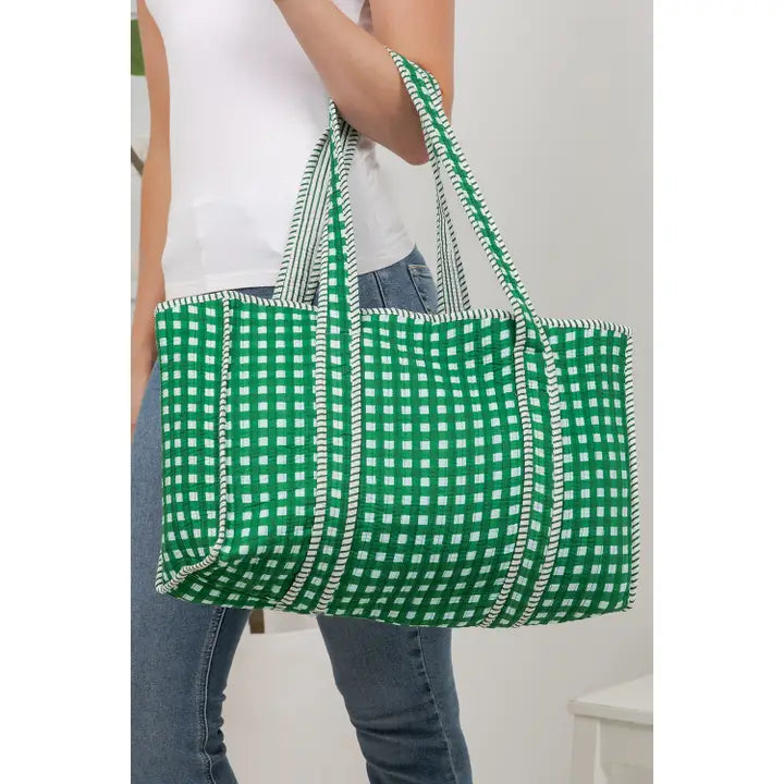 Quilted Checkered Tote