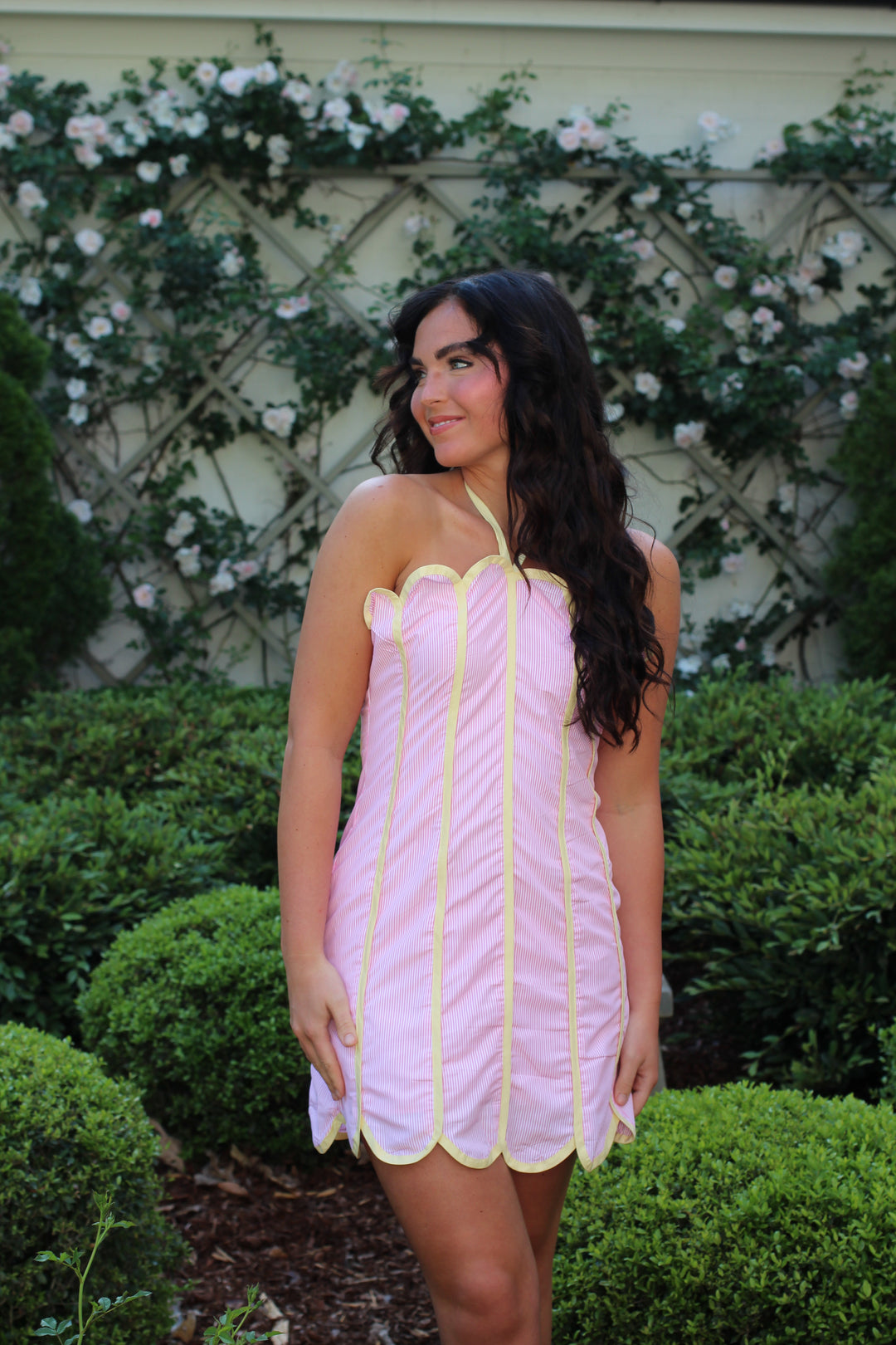 Seersucker Scalloped Mini Dress