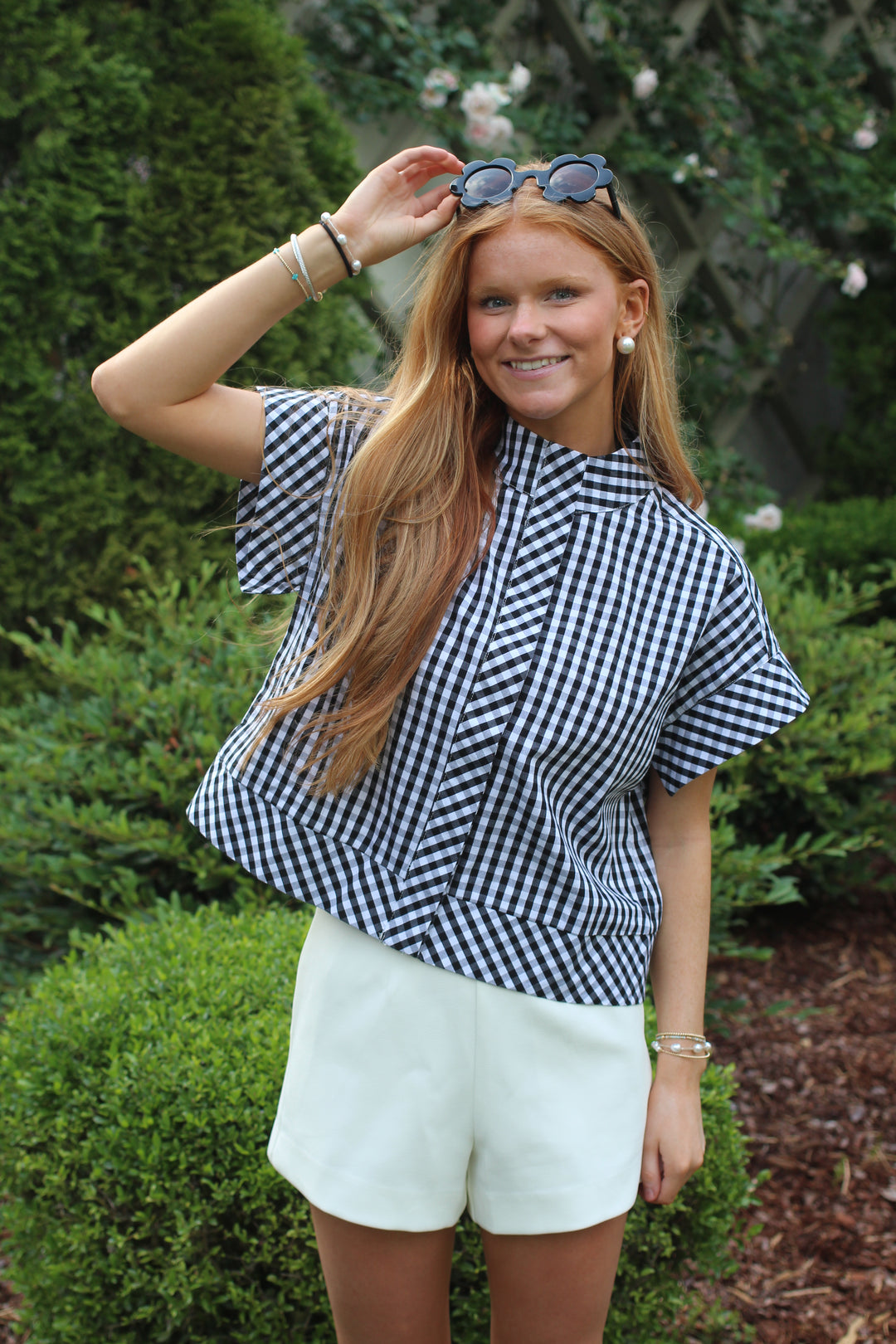 Gingham Snap Top