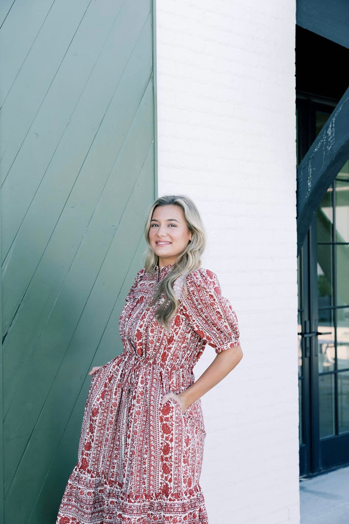 Red Roses Midi Dress