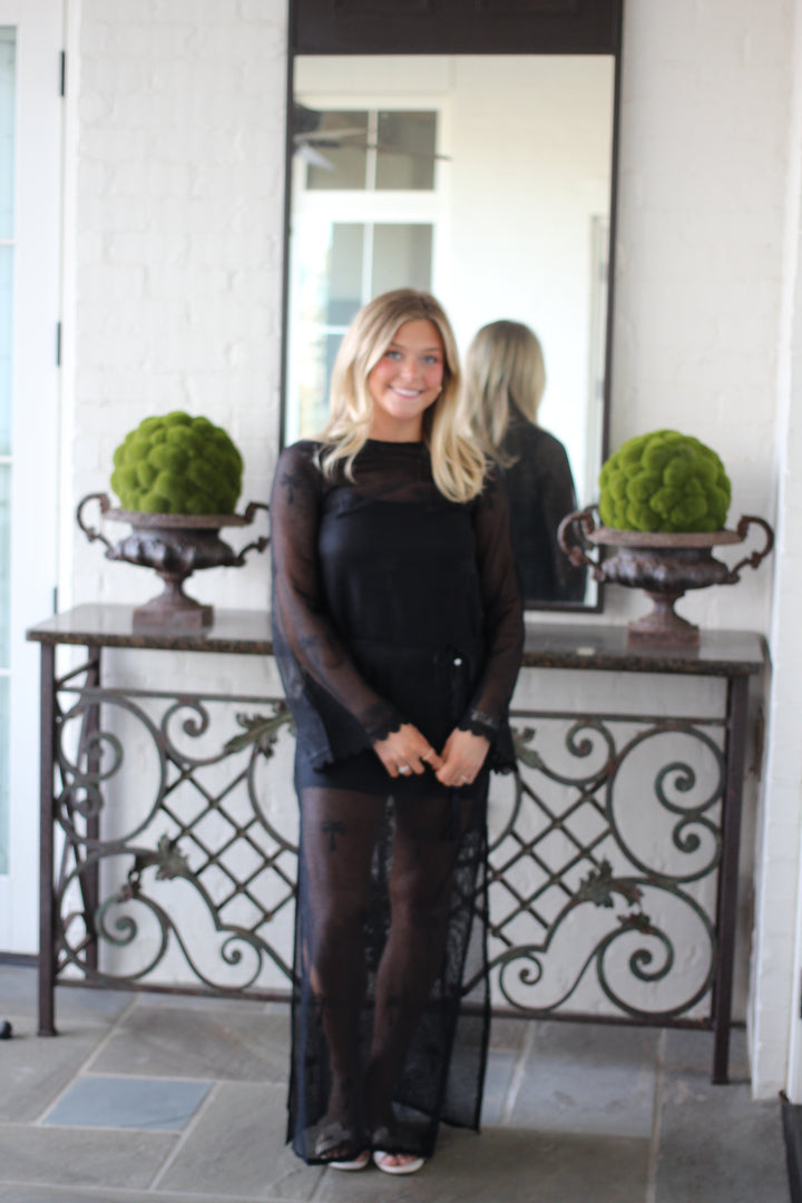Black Palm Tree Maxi Dress