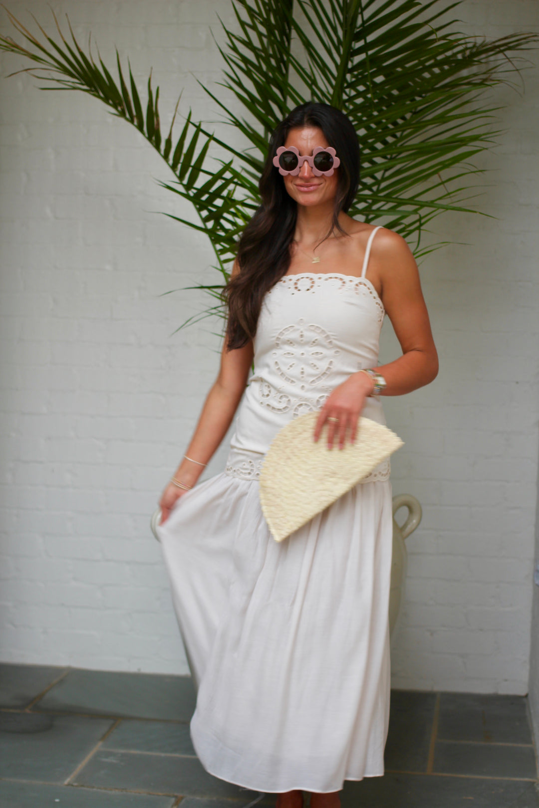 Eyelet Drop Waist Maxi Dress