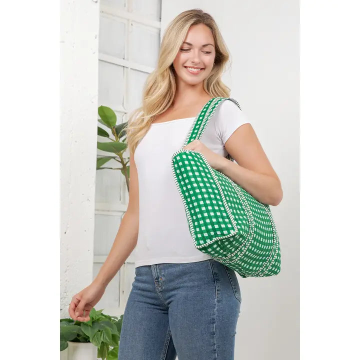 Quilted Checkered Tote