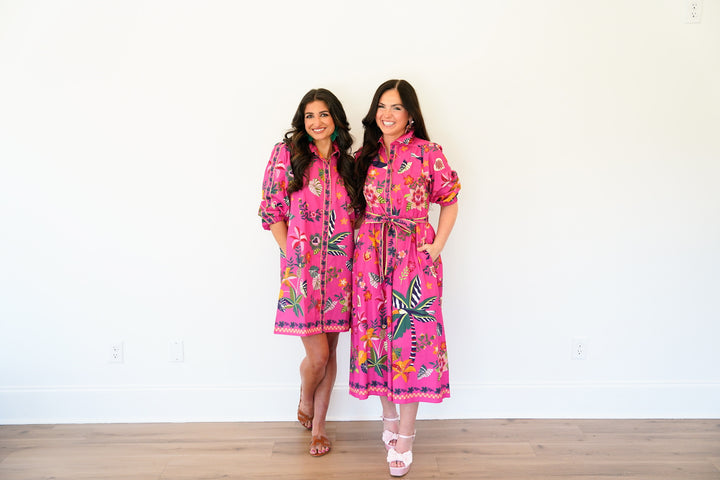Raspberry Bloom Mini Dress