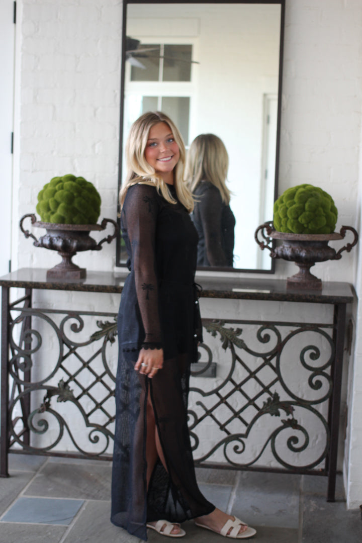 Black Palm Tree Maxi Dress