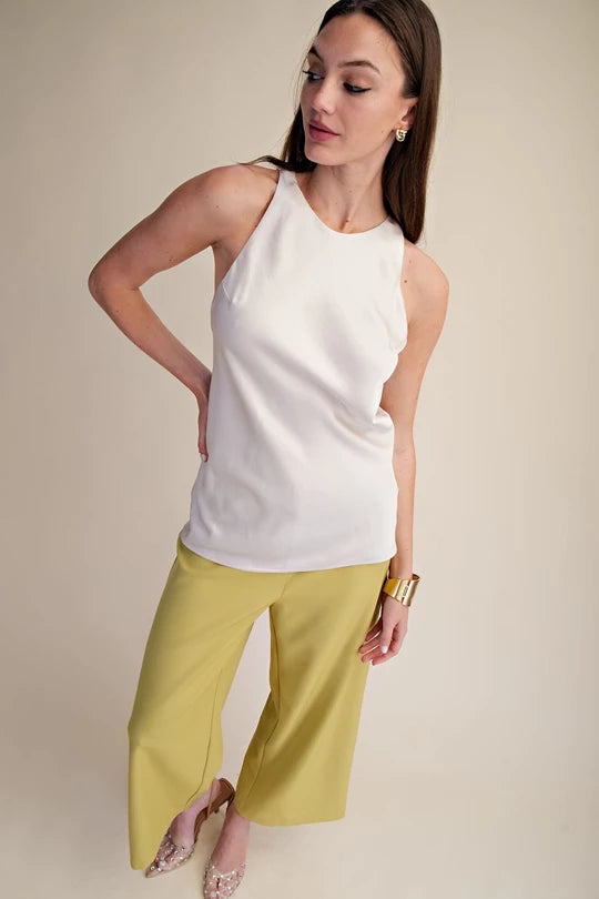 Round Neck Sleeveless Top in Cream
