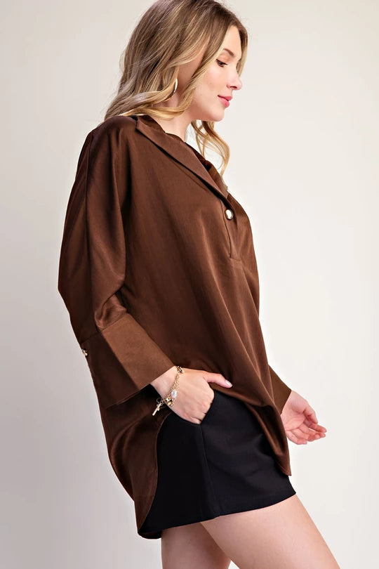 Dolman Shirt Blouse in Brown