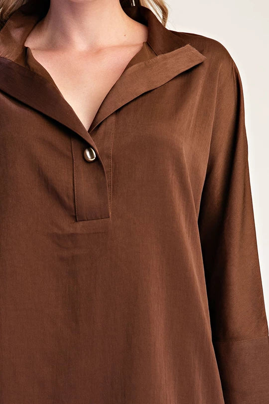 Dolman Shirt Blouse in Brown - Side View