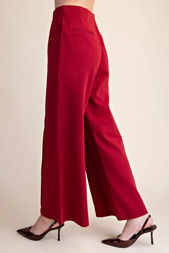 Poppy Pleat Pant in Burgundy