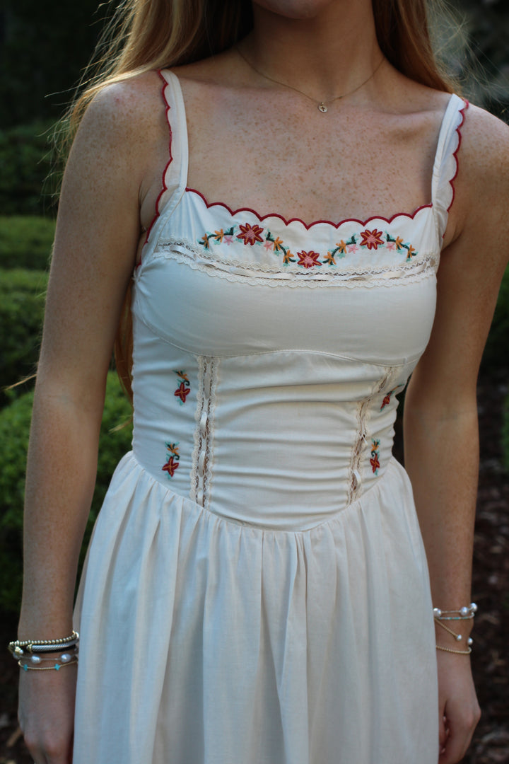 Flowered Vine Embroidered Dress