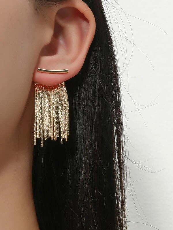Modern Gold Tassel Earring