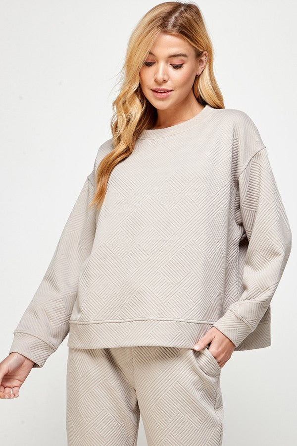 Textured Sweatshirt Pants Set