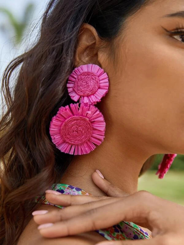 Raffia Flower Earrings