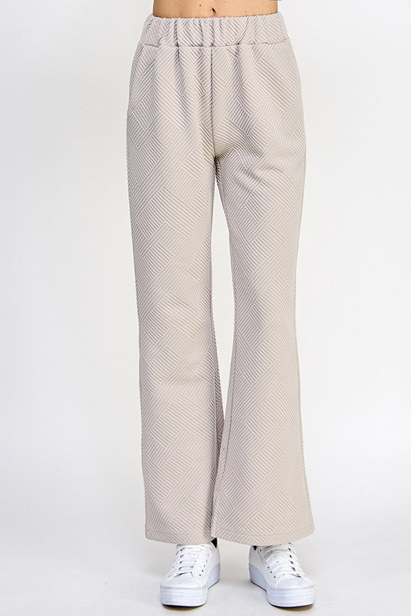 Textured Puff Sleeve Pants Set