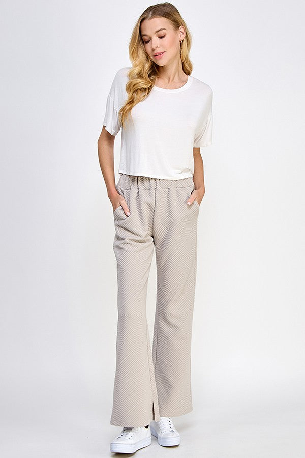 Textured Puff Sleeve Pants Set