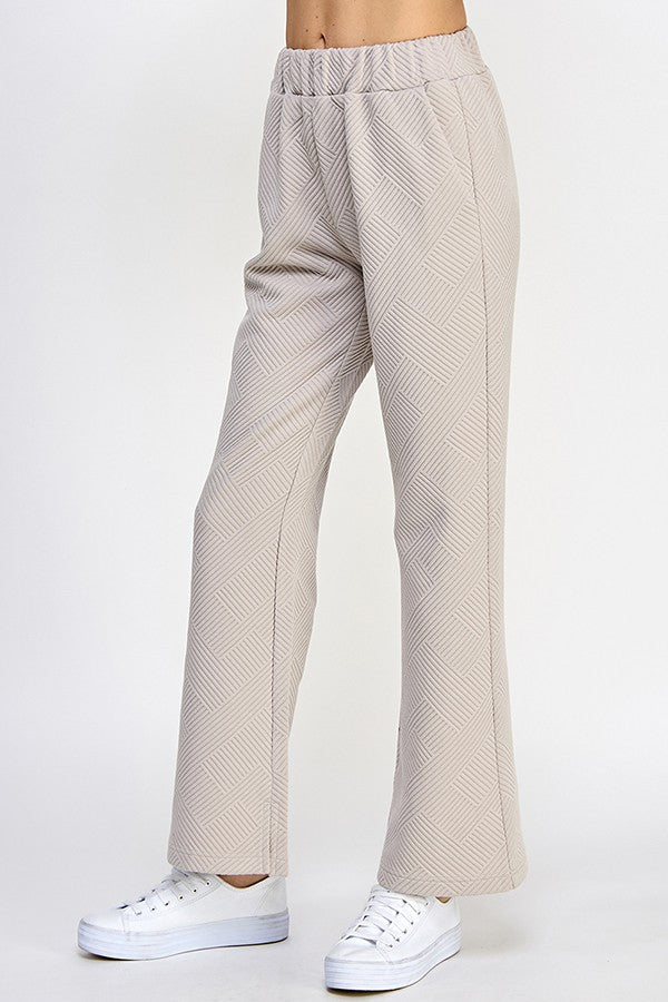 Textured Puff Sleeve Pants Set